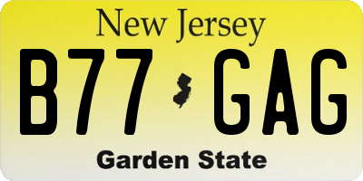NJ license plate B77GAG