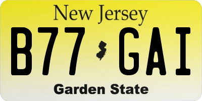 NJ license plate B77GAI