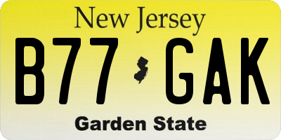 NJ license plate B77GAK