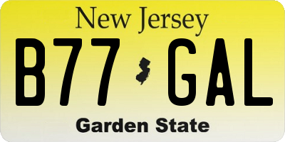 NJ license plate B77GAL
