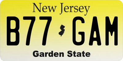 NJ license plate B77GAM