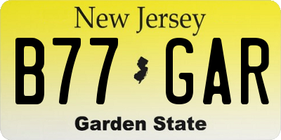 NJ license plate B77GAR