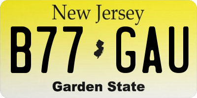 NJ license plate B77GAU