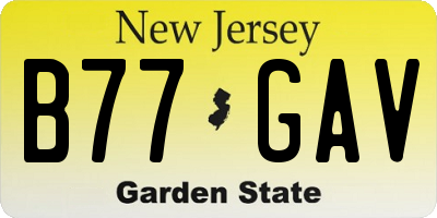 NJ license plate B77GAV