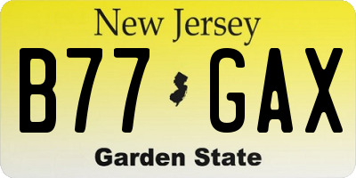 NJ license plate B77GAX
