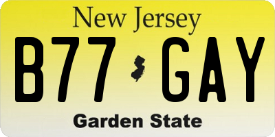 NJ license plate B77GAY
