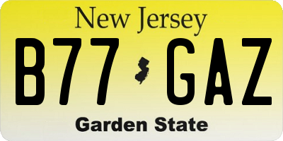 NJ license plate B77GAZ