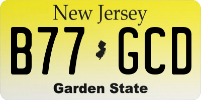 NJ license plate B77GCD