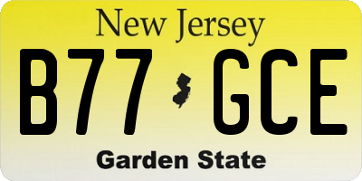 NJ license plate B77GCE
