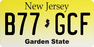 NJ license plate B77GCF