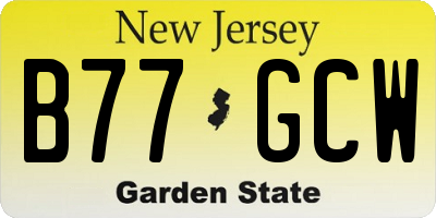 NJ license plate B77GCW