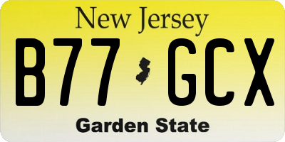 NJ license plate B77GCX