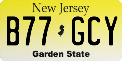 NJ license plate B77GCY