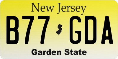 NJ license plate B77GDA