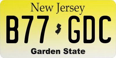 NJ license plate B77GDC