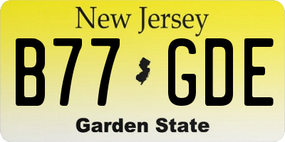 NJ license plate B77GDE