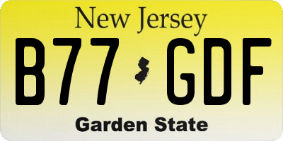 NJ license plate B77GDF