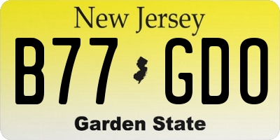NJ license plate B77GDO