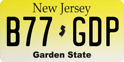 NJ license plate B77GDP