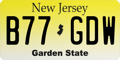 NJ license plate B77GDW