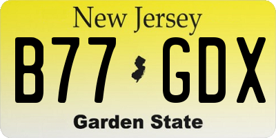 NJ license plate B77GDX