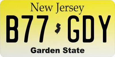 NJ license plate B77GDY
