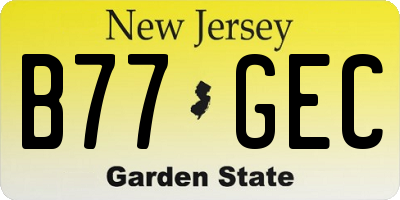 NJ license plate B77GEC