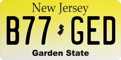 NJ license plate B77GED