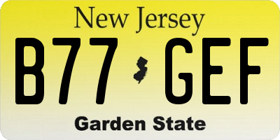 NJ license plate B77GEF