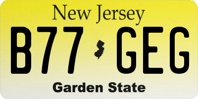 NJ license plate B77GEG