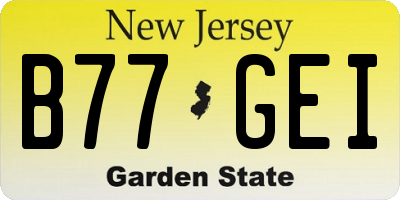 NJ license plate B77GEI