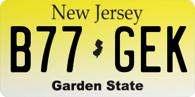 NJ license plate B77GEK