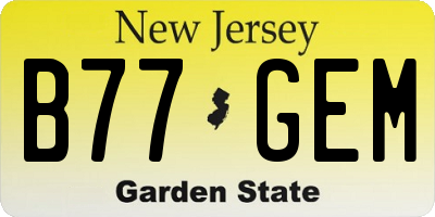 NJ license plate B77GEM