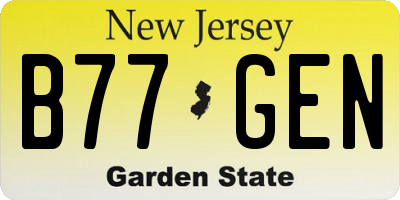 NJ license plate B77GEN