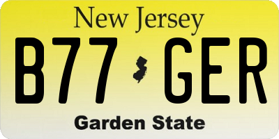 NJ license plate B77GER