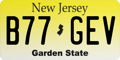 NJ license plate B77GEV