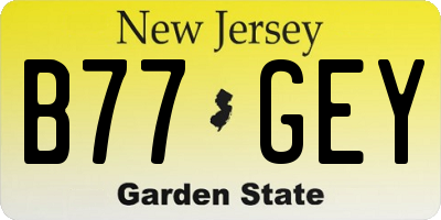 NJ license plate B77GEY