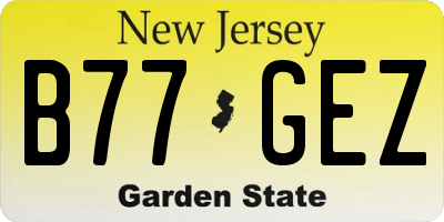 NJ license plate B77GEZ