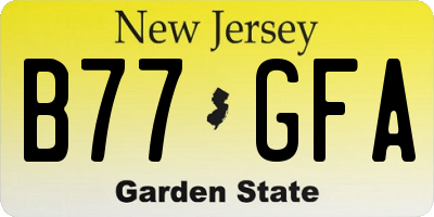 NJ license plate B77GFA