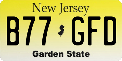 NJ license plate B77GFD