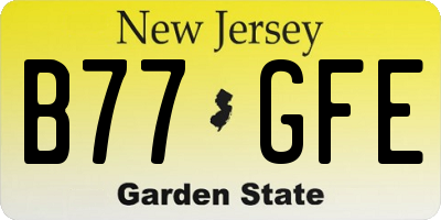NJ license plate B77GFE