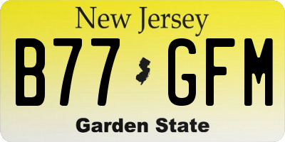 NJ license plate B77GFM