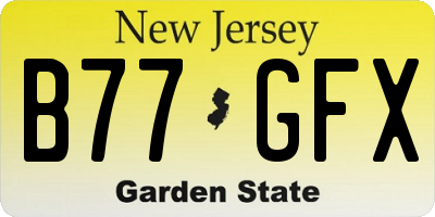 NJ license plate B77GFX