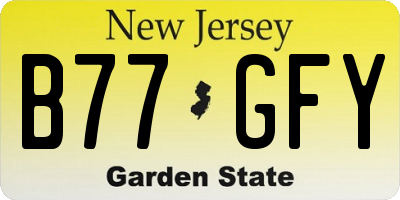 NJ license plate B77GFY