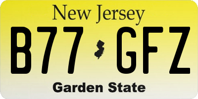 NJ license plate B77GFZ