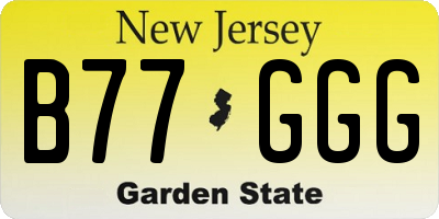 NJ license plate B77GGG