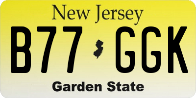 NJ license plate B77GGK