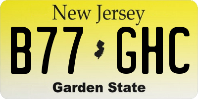 NJ license plate B77GHC