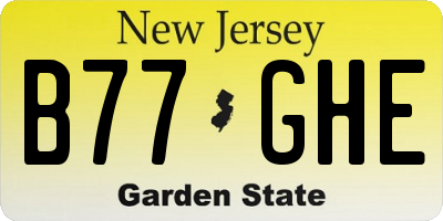 NJ license plate B77GHE