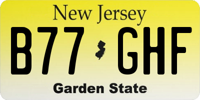 NJ license plate B77GHF